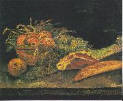 Still life with apple basket, meat and bread rolls, Vincent Van Gogh